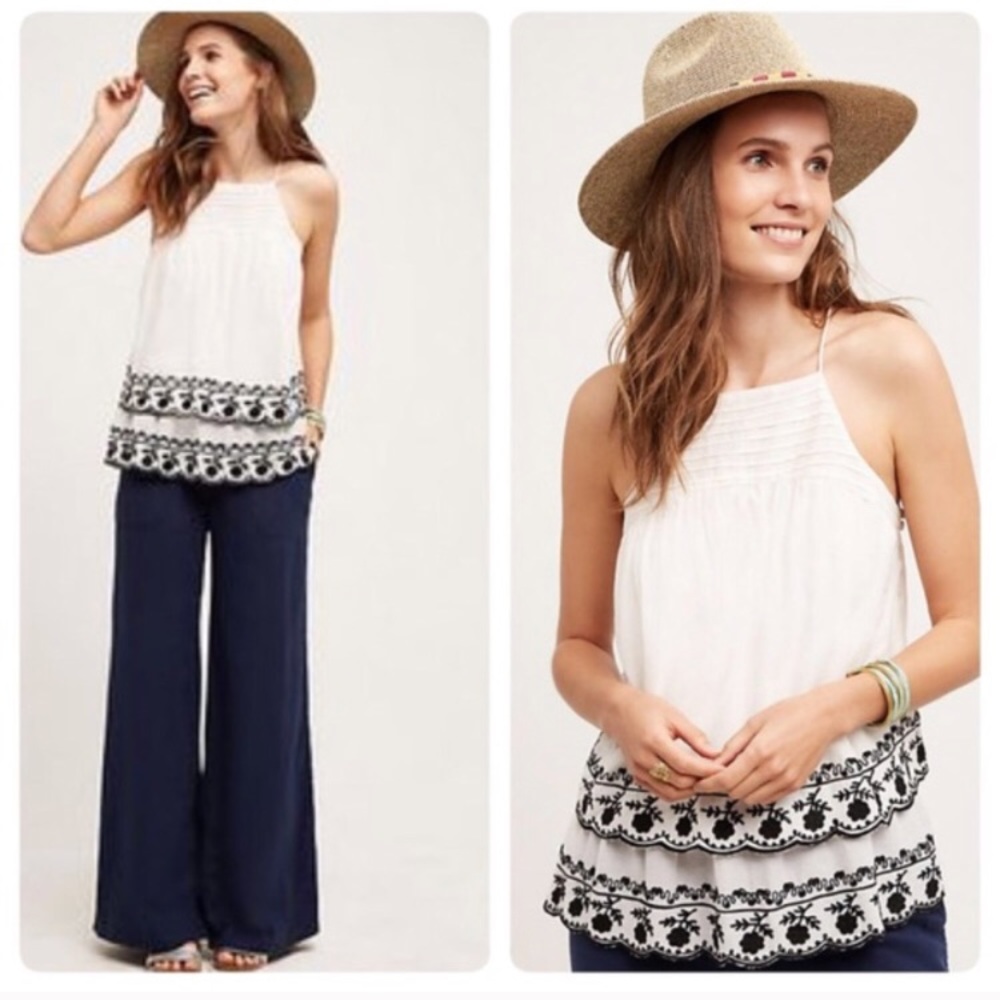 NWOT ANTHRO Floreat Embroidered Theya Cami Top